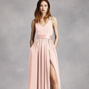 White by Vera Wang Halter V-Neck Formal Dress